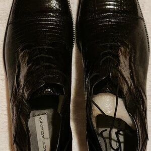 Stacy Adams Black Snakeskin Dress Shoes Square Toe